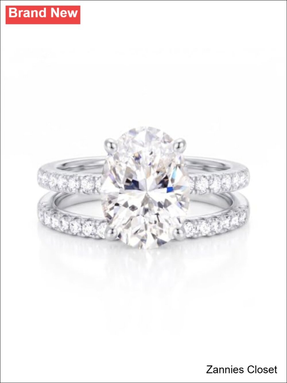 💍 14K Gold Plated Oval Cut 3CT CZ Bridal Set Wedding Engagement Rings